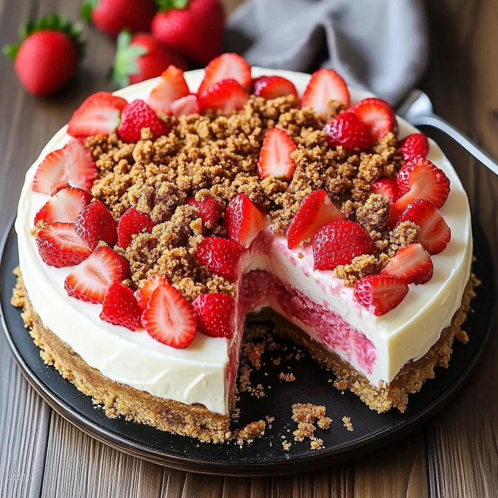 Easy Cheesecake Recipe with Golden Oreo & Strawberry Crunch
