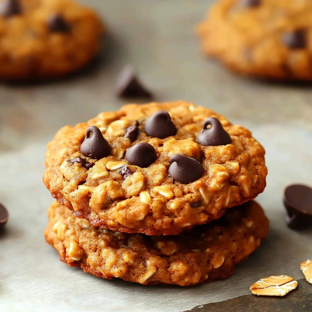 Soft and Chewy Pumpkin Chocolate Chip Oatmeal Cookies