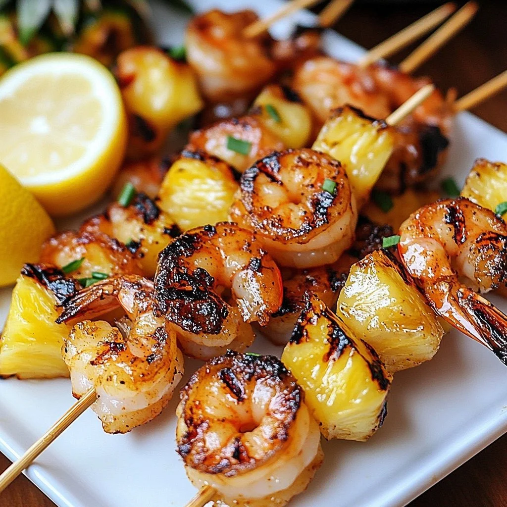 Grilled Shrimp Skewers with Pineapple