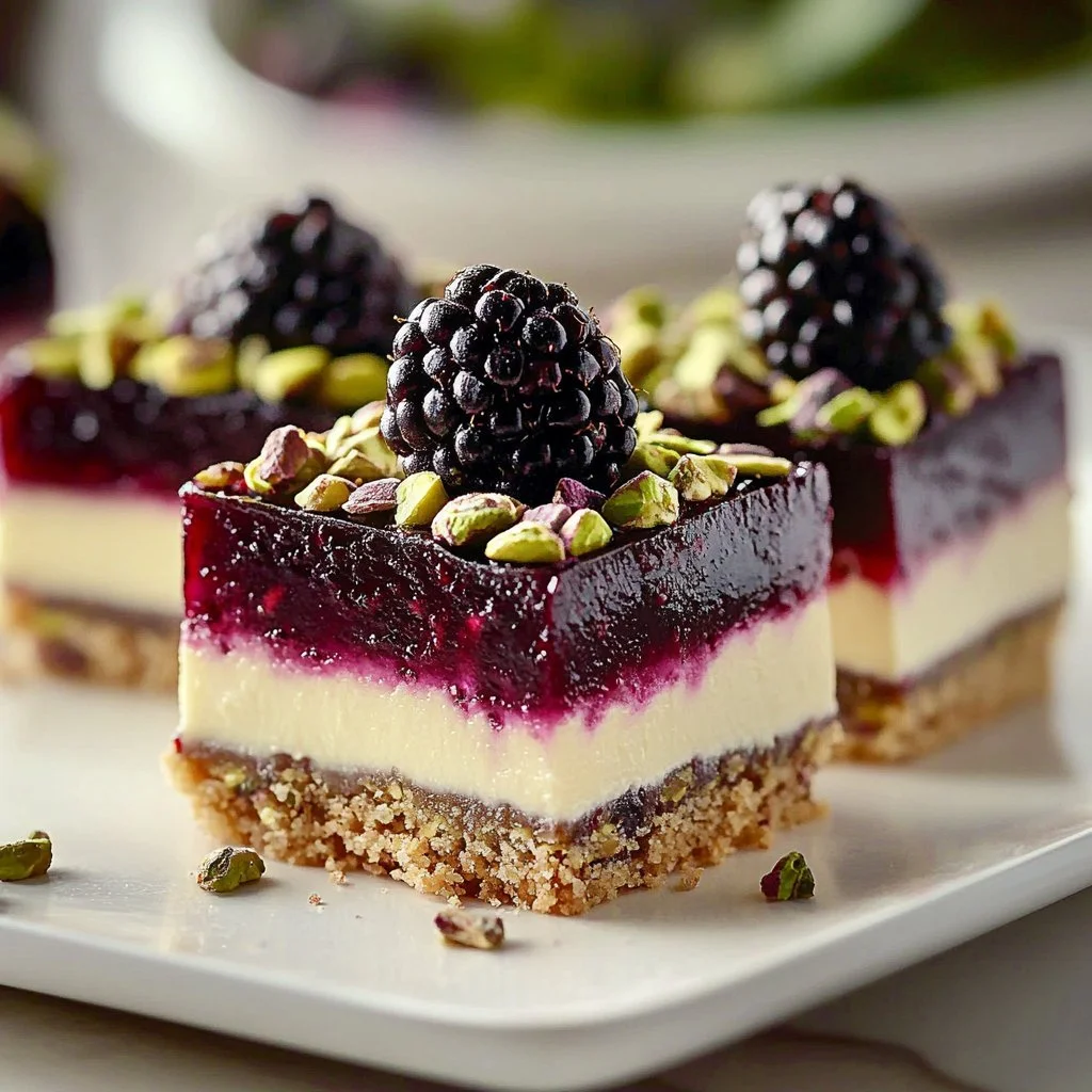 Pistachio & Blackberry Cheesecake Towers